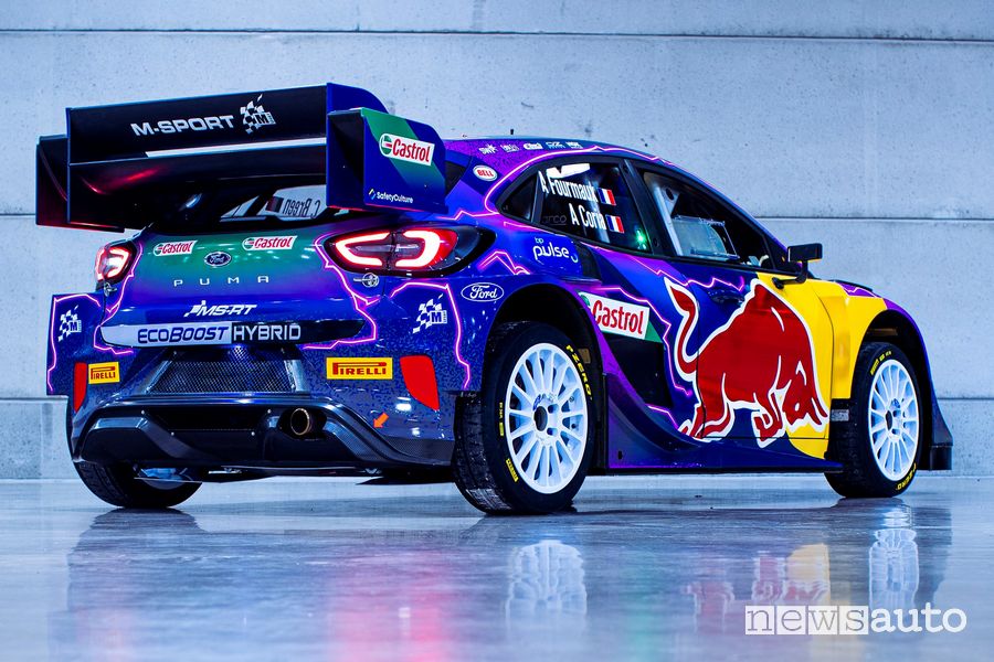 Vista posteriore nuova Ford Puma Rally1 WRC