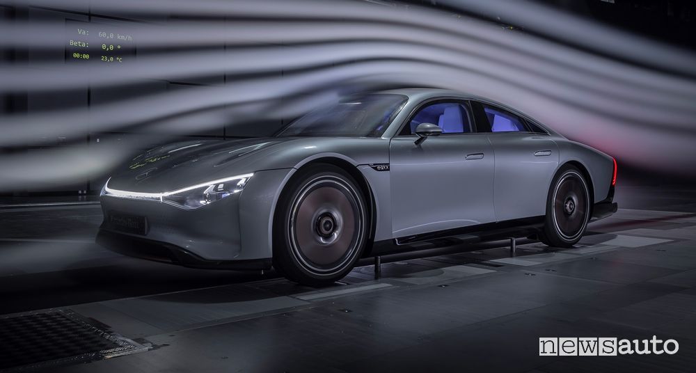 Prova aerodinamica Mercedes-Benz Vision EQXX