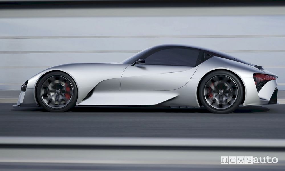 Vista laterale Lexus Electrified concept supercar elettrica