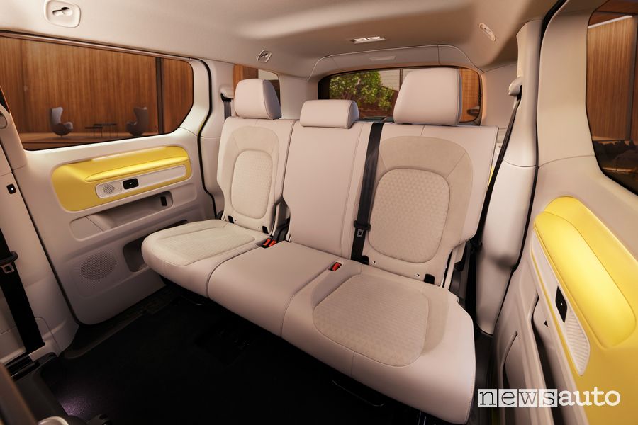 Sedili posteriori abitacolo nuovo Volkswagen ID. Buzz