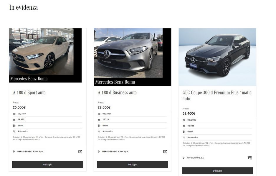 Noleggio a lungo termine auto usate Mercedes