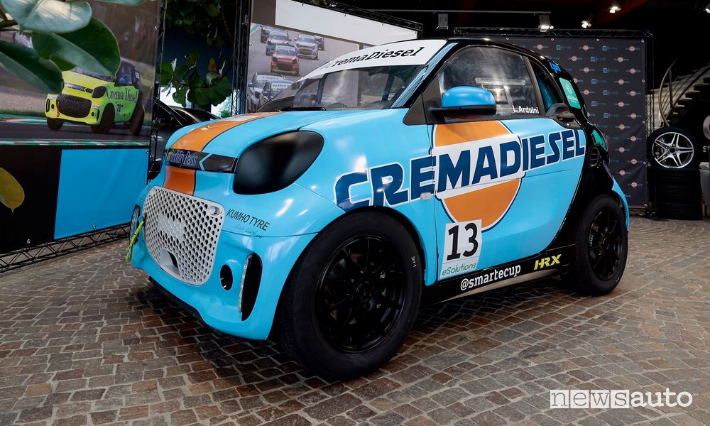 smart elettrica da corsa di Leonardo Arduini del team Crema Diesel smart e-cup full electric