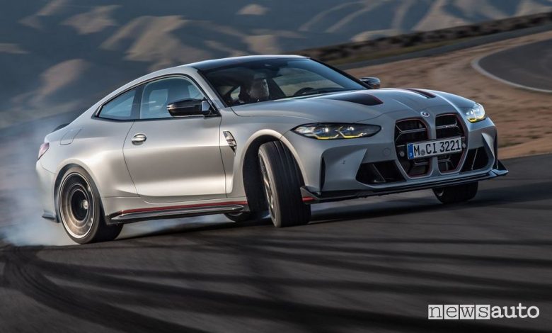 Nuova BMW M4 CSL derapata in pista