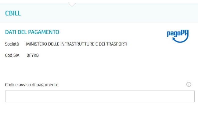 Pagamento rinnovo patente PagoPa in banca CBILL