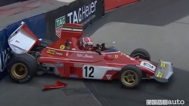 Leclerc incidente a Monaco con la Ferrari di Lauda, il video