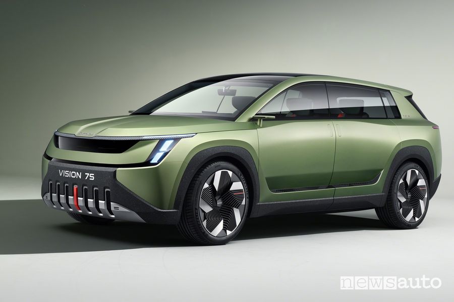 Vista di profilo Škoda Vision 7S