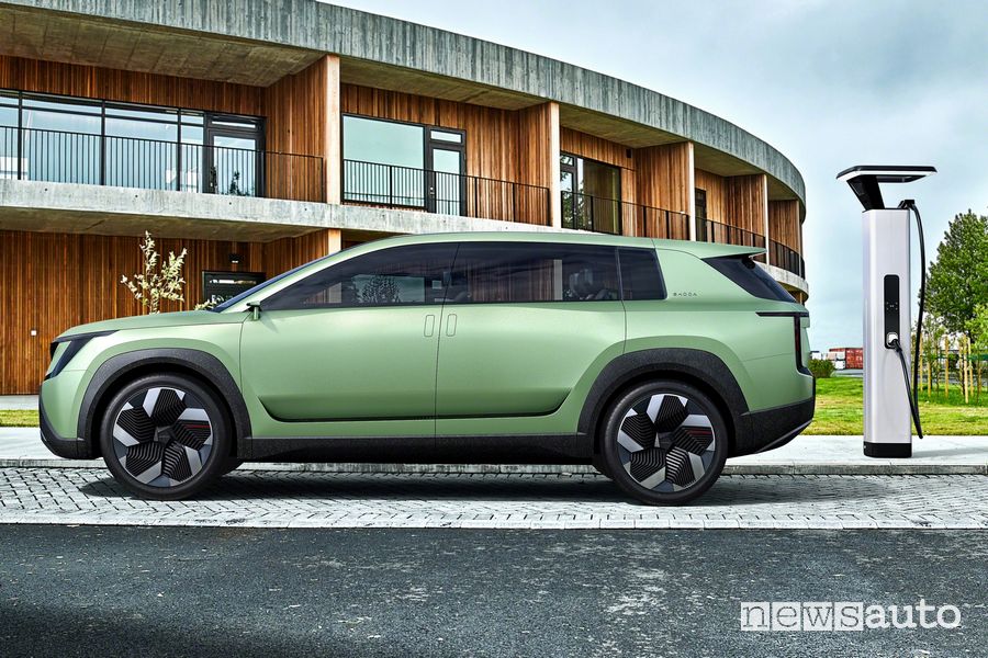 Škoda Vision 7S in ricarica