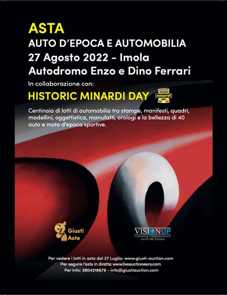 Locandina asta Auto d’epoca e Automobilia al Minardi Day 2022