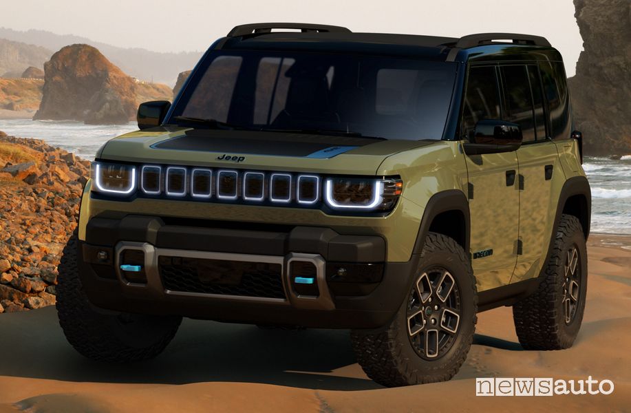 Vista di profilo Jeep Recon 4x4 elettrico