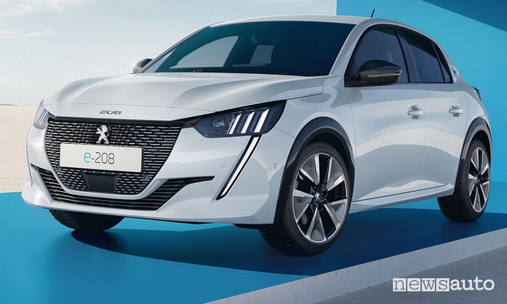 Vista di profilo nuova Peugeot e-208