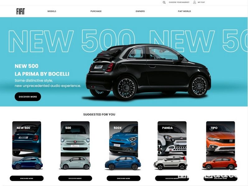 Home page dell'e-shop di Fiat