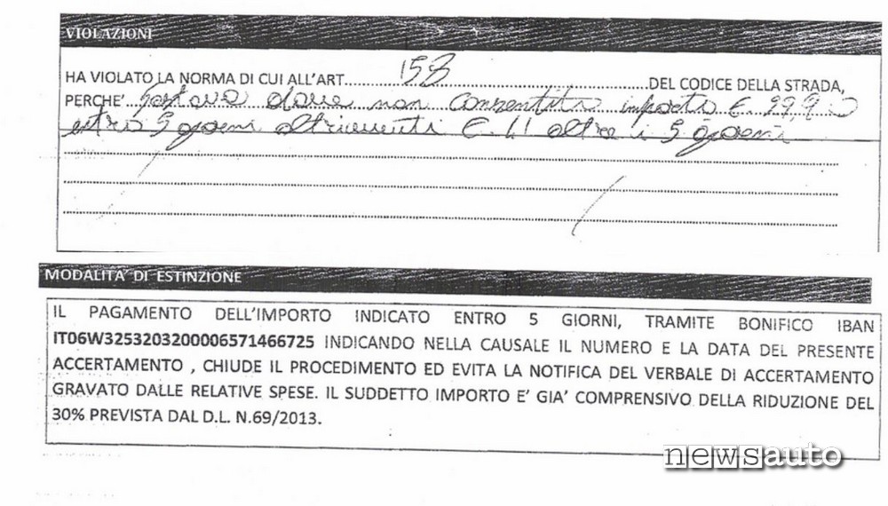 multa auto falsa