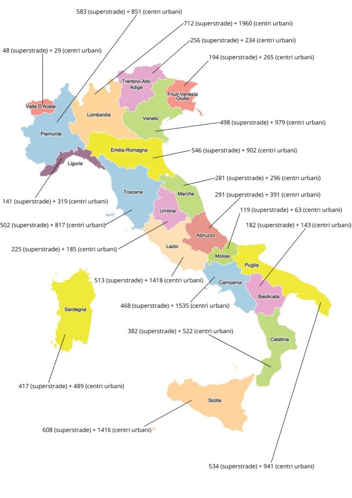 Mappa delle nuove colonnine di ricarica rapida entro il 2025
