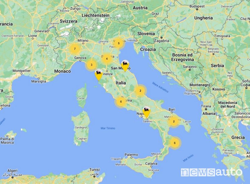 Mappa dei distributori Eni che erogano il biodiesel HVOlution