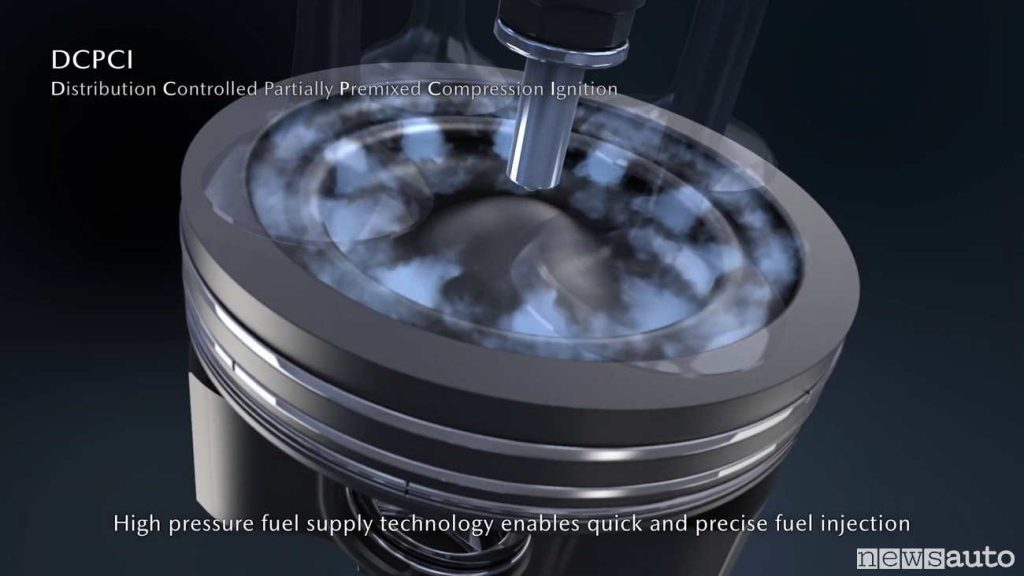 Un dettaglio del pistone e iniettore di un motore diesel