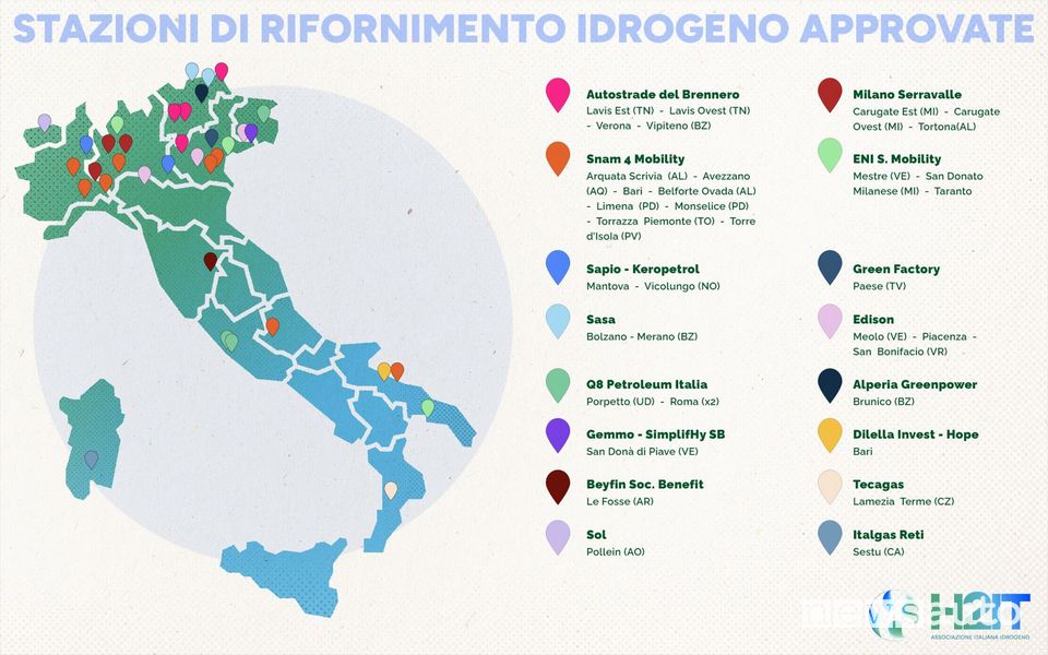 Mappa distributori di idrogeno