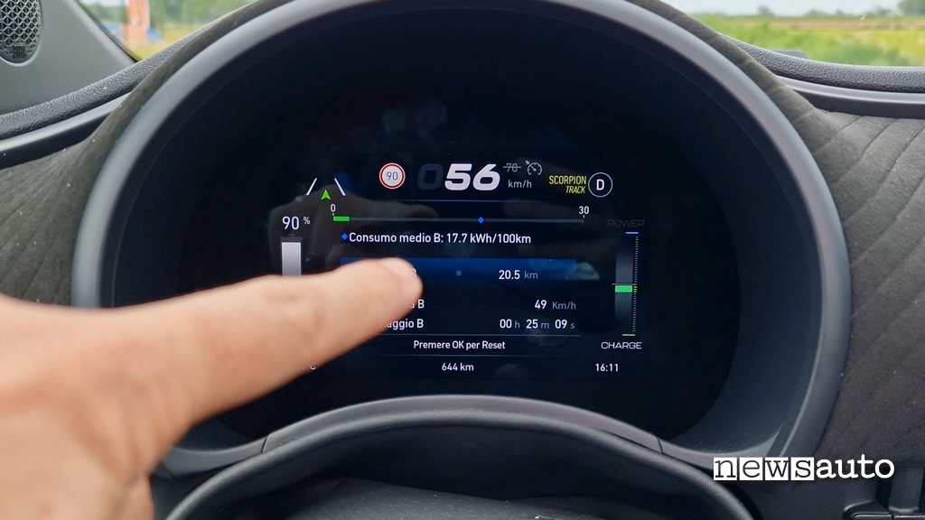 Abarth 500e consumo medio su strada