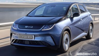 BYD Dolphin anteriore 3/4 su strada