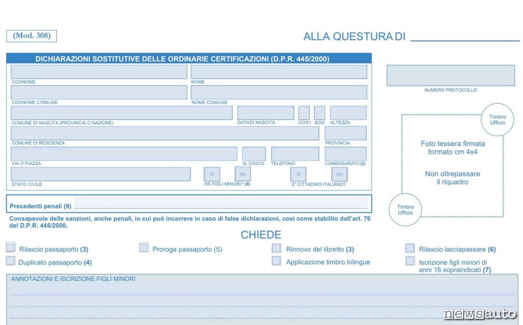 Modulo da compilare