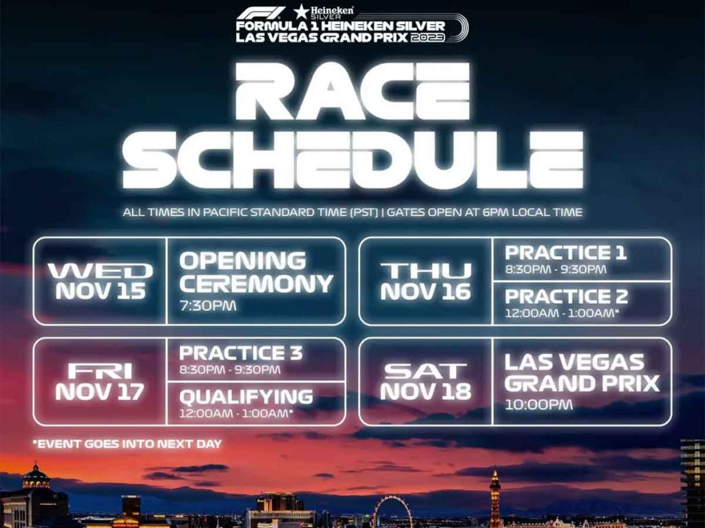 Gp Las Vegas orari prove libere, qualifiche e gara in ora locale