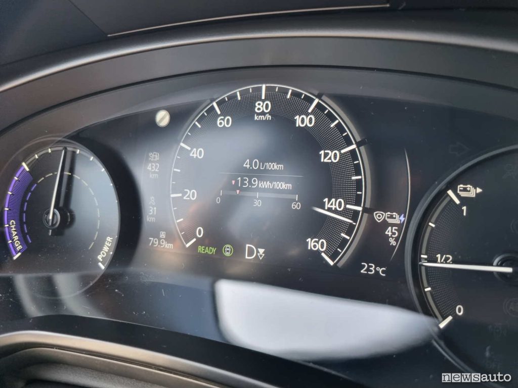 Alla massima velocità la MX-30 R-EV raggiunge i 140 km/h