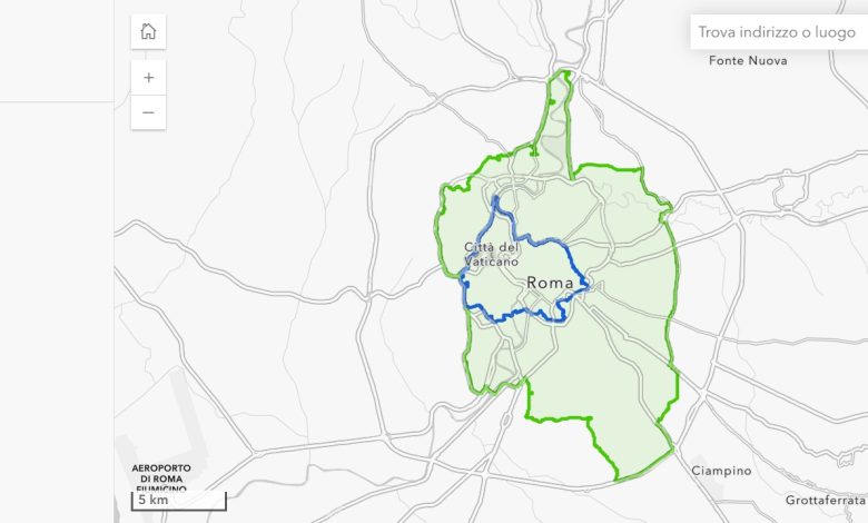 Mappa ZTL Fascia Verde di Roma