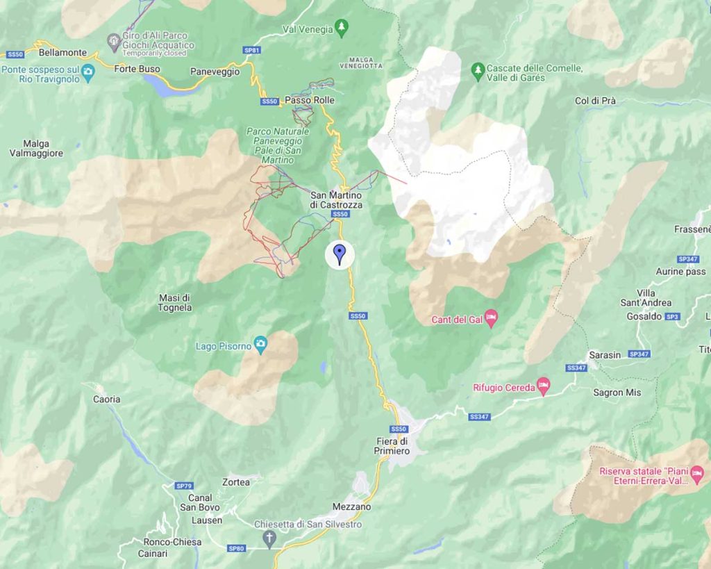 passo rolle - posizione sulla mappa