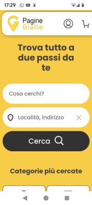 App delle Pagine Gialle utilizzabile per trovare benzinaio vicino a noi
