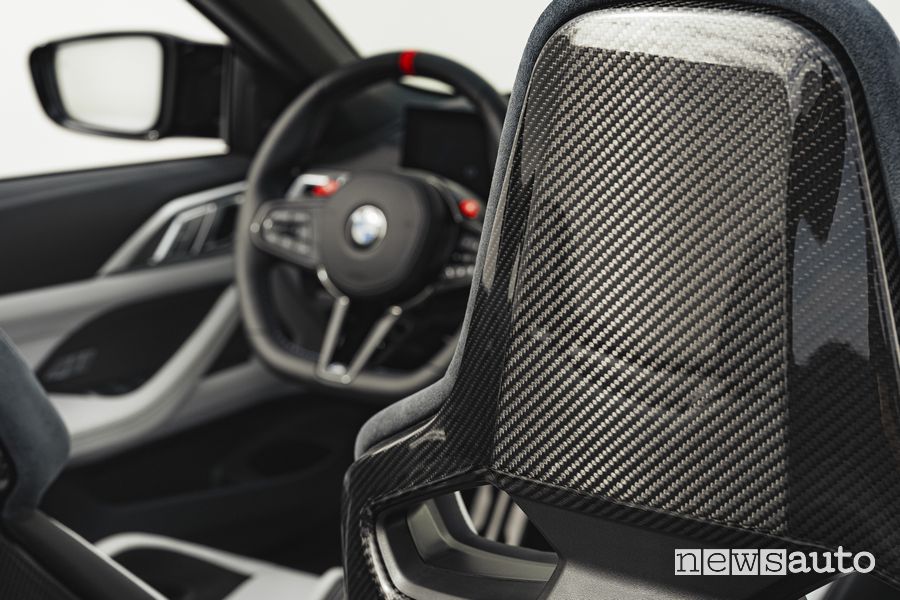 Nuova BMW M4 Cabrio sedili con rivestimento in carbonio