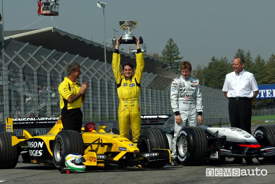 Giancarlo Fisichella prima vittoria F1 con la Jordan nel 2003 GP Brasile