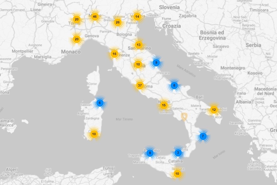 Mappa stazioni di ricarica ultrafast Ewiva in Italia