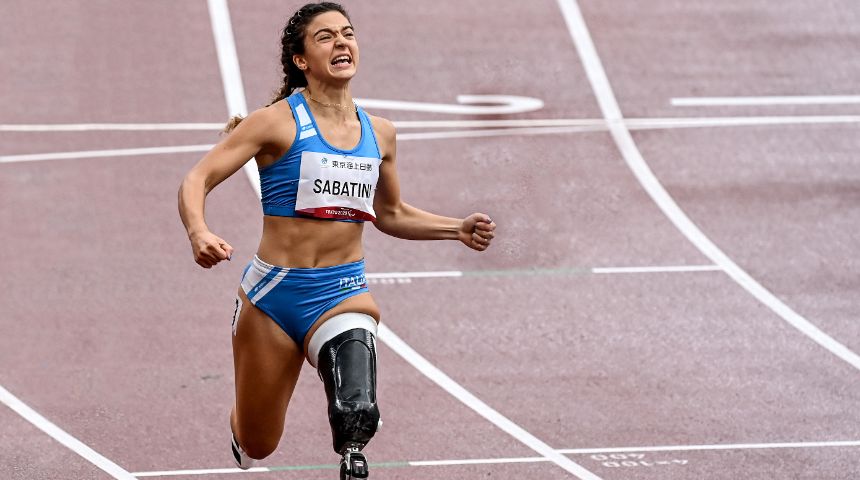 Ambra Sabatini, oro alle ultime Paralimpiadi di Tokyo. Foto di Augusto Bizzi e Luca Pagliaricci/Cip