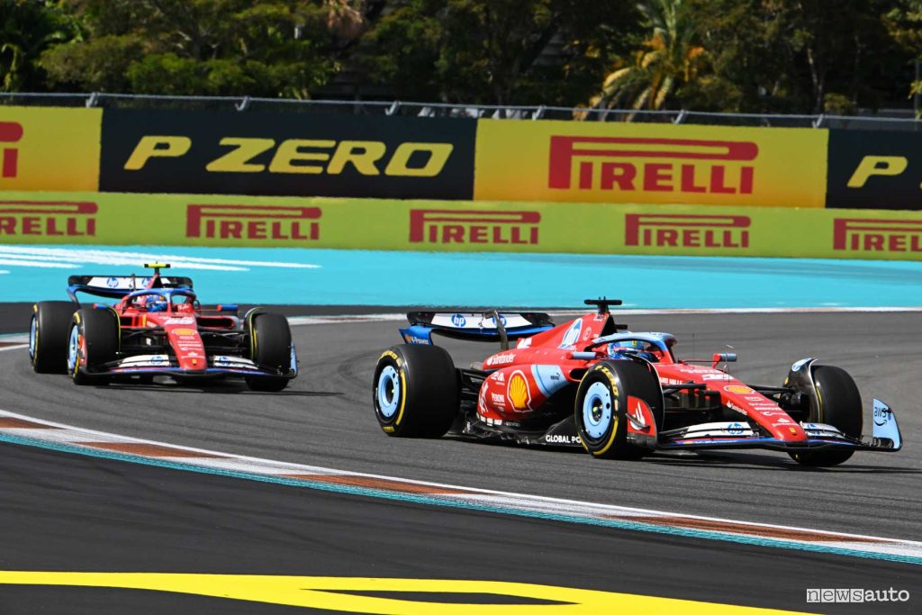 F1 gara Miami 2024 Ferrari Leclerc e Sainz