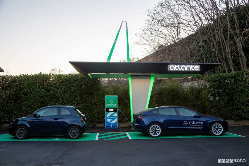Ricarica rapida elettrica in autostrada Atlante
