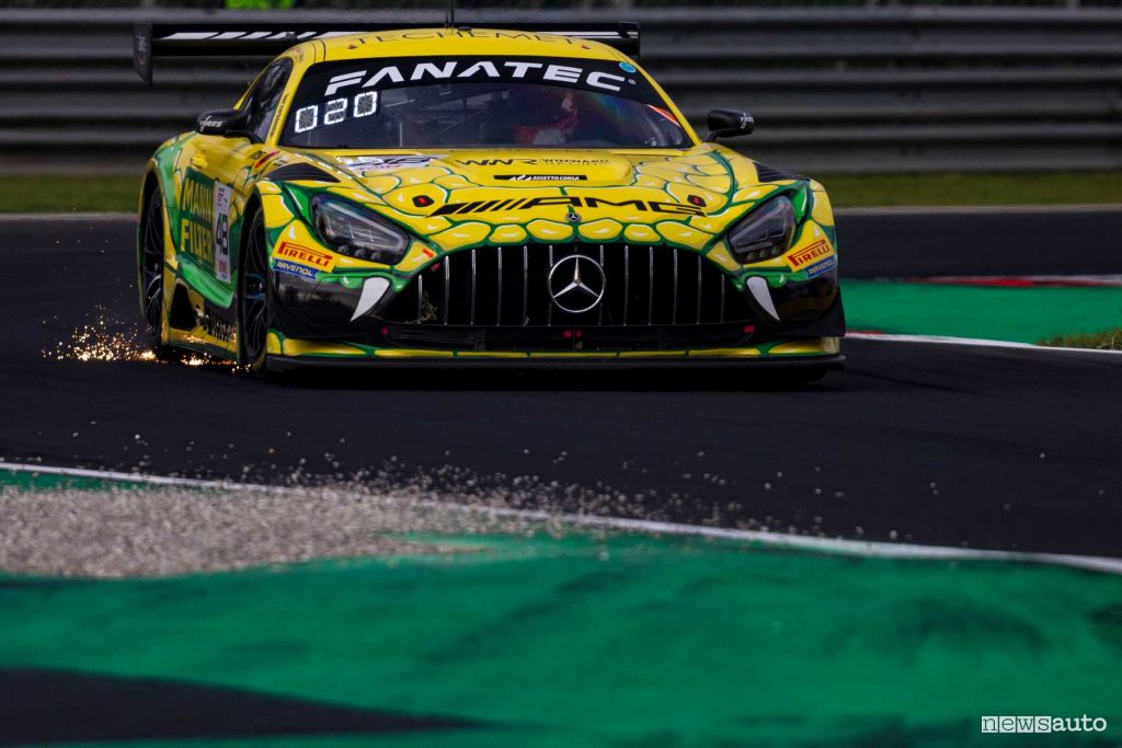Mercedes-AMG GT3 EVO in azione alla 3 Ore Monza 2024 Fanatec GT World Challenge Europe