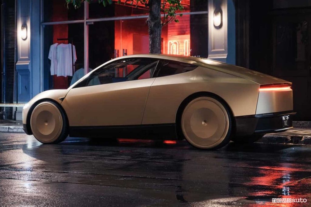 Tesla Cybercab Robotaxi posteriore 3/4