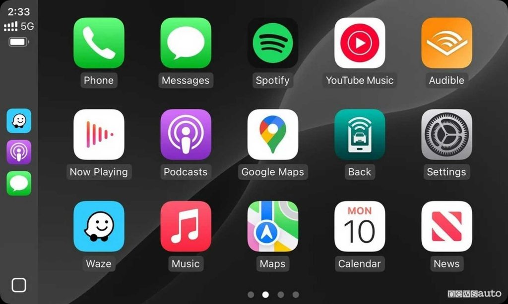 Schermata app su Apple CarPlay