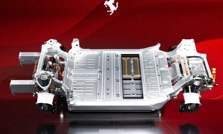 La piattaforma della Ferrari elettrica "Luce", telaio, batteria e powertrain