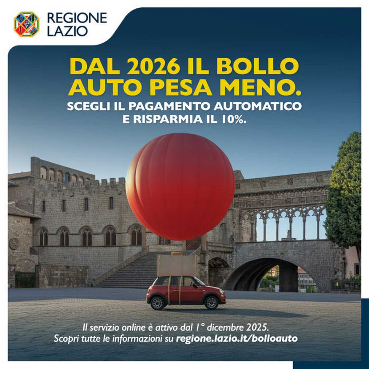 Sconto sul bollo auto nel Lazio con la domiciliazione bancaria