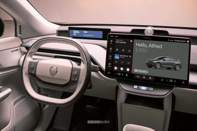 Nuova Volvo EX60 plancia abitacolo display infotainment da 15"