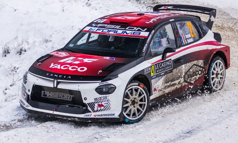 Yohan Rossel con la  Lancia Ypsilon Rally2 HF Integrale al Rallye di Monte-Carlo 2026