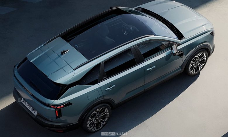 Nuova Dacia Striker tetto panoramico visto dall'alto
