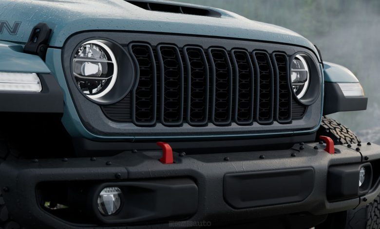 griglia anteriore con le sette feritoie della Jeep Wrangler Rockslide