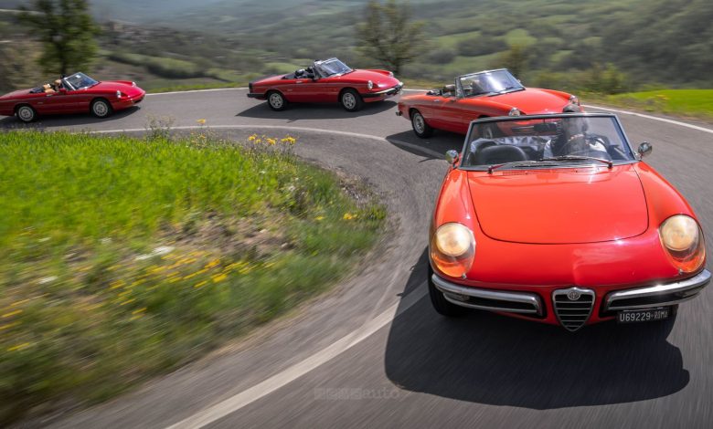 Quattro generazioni di Alfa Romeo Duetto