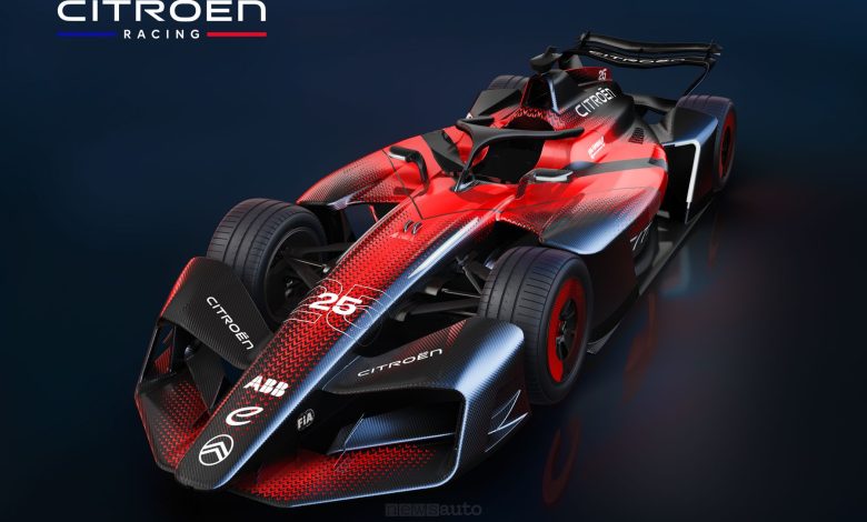 Monoposto elettrica GEN4 di Formula E con la livrea Citroen Racing