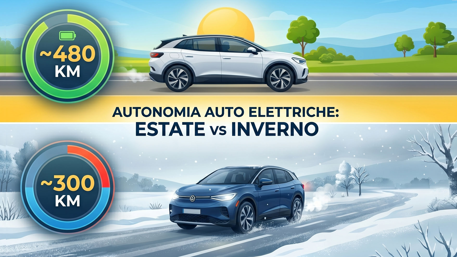 Variazione autonomia auto elettriche estate/inverno caldo/freddo