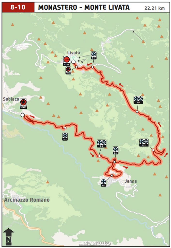 Mappa delle PS 8-10 "Monastero – Monte Livata"