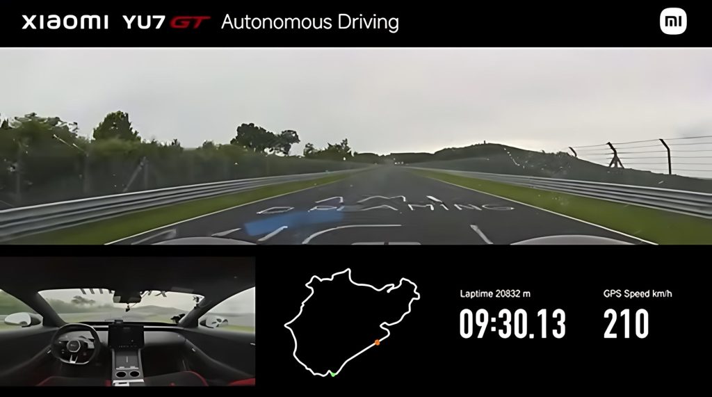Xiaomi YU7 GT al Nürburgring alla velocità massima limitata a 210 km/h