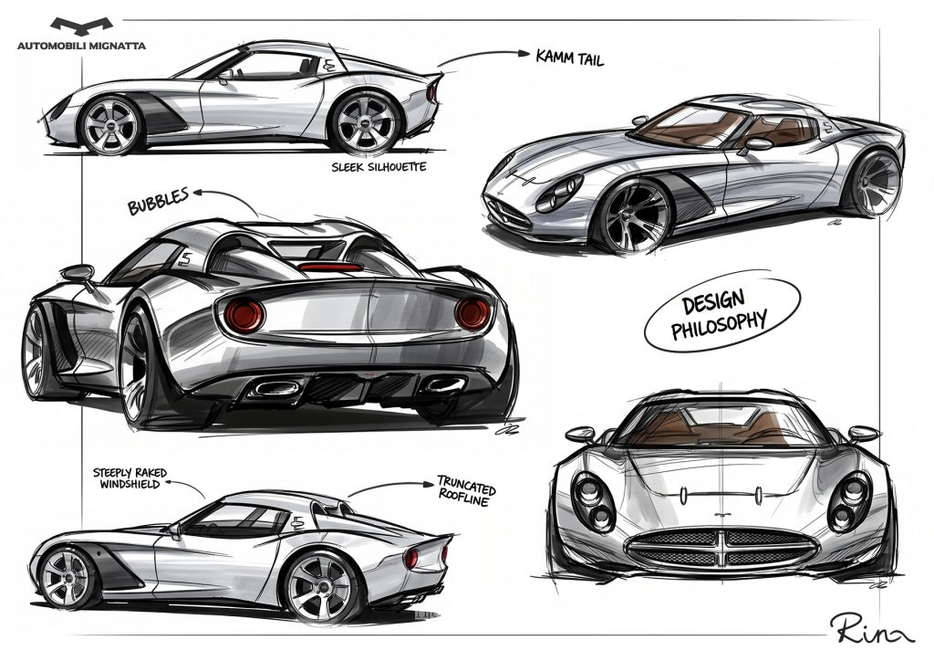 Automobili Mignatta Rina Coupe bozzetti