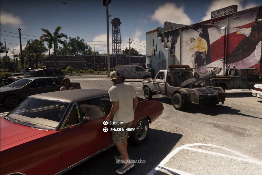 GTA 6 la Malibu Declasse Tulip mentre viene rubata dal protagonista 